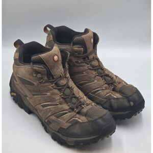 Merrell Earth Men's Moab Brown Leather Waterproof Ankle Hiking Boots Size 14